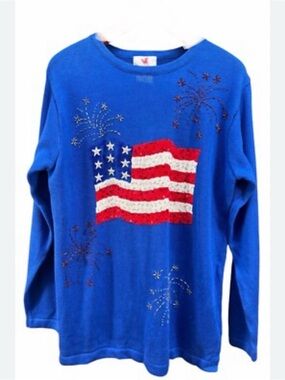 American Flag Sweater Women’s Size 3X Patriotic Pullover NWT
